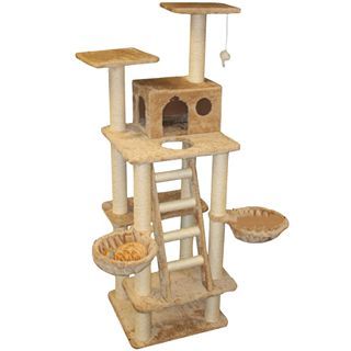 Majestic Pet 72 Casita Cat Tree with Stairs, Beige