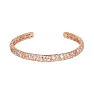 Rose Tone Cubic Zirconia Cuff Bracelet, Womens