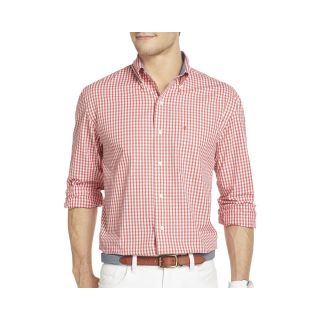 Izod Essential Gingham Button Front Shirt, Baked Apple, Mens
