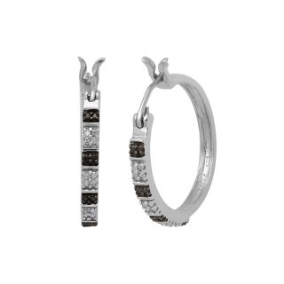 ONLINE ONLY   White & Color Enhanced Black Diamond Accent Hoop Earrings, Womens