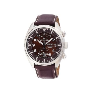 Seiko Mens Brown Chronograph Leather Watch