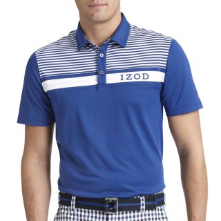 Izod Golf Piece Striped Polo, Blue, Mens