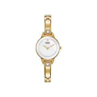 Citizen Eco Drive Swarovski Womens Gold Tone Stainless Steel Watch
