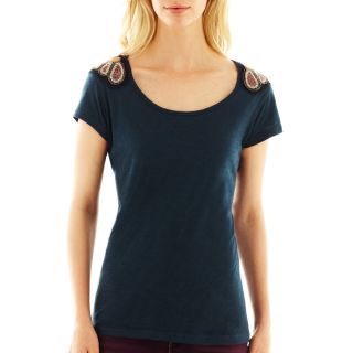 I Jeans By Buffalo Beaded Shoulder Top, Indigo