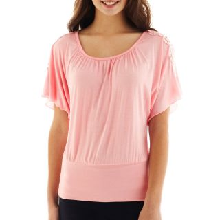 By & By Crochet Dolman Sleeve Top, Pink