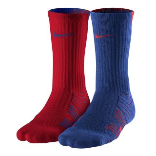 Nike 2 pk. Performance Cushioned Football Crew Socks XL, Red/Blue, Mens