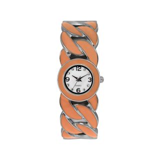 Womens Colorful Twist Bangle Watch, Coral