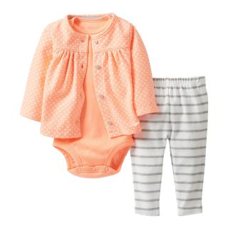 Carters Carter s 3 pc. Dot and Stripes Cardigan Set   Girls newborn 24m, Grey,