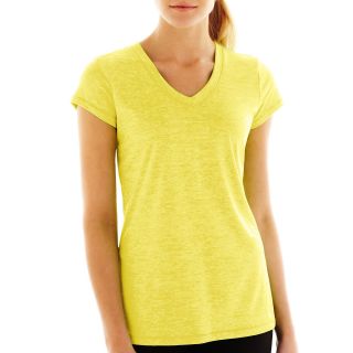 Xersion Melange Short Sleeve Tee   Tall, Yellow, Womens