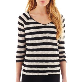 Mng By Mango 3/4 Sleeve Striped Top, Black