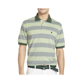 Izod Short Sleeve Rugby Striped Polo Shirt, Green, Mens