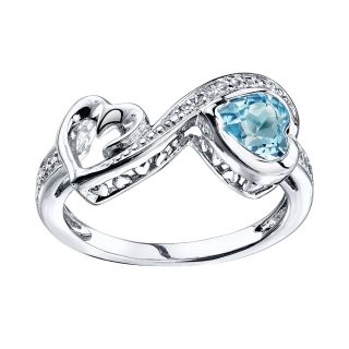 Love Grows Blue & White Topaz Heart Ring, Womens