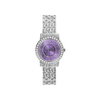 Womens Diamond Accent Alloy Bracelet Watch, Purple/Silver