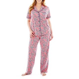 LIZ CLAIBORNE Pajama Set   Plus, Tweedy Peach Pearl, Womens