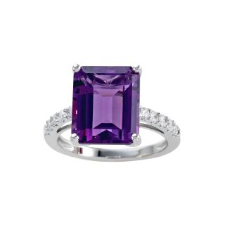 Lab Created Amethyst Ring In Sterling Silver, Womens