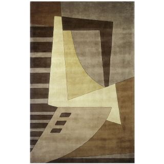 Wave Wool Rectangular Rugs, Brown