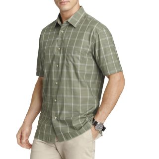 Van Heusen Short Sleeve Faux Linen Shirt, Green, Mens