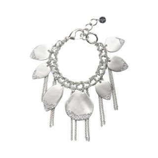 PALOMA & ELLIE Silver Tone Glass Leaf Charm Bracelet, Womens