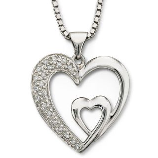 Sterling Silver 1/10 CT. T.W. Diamond Heart Pendant, White, Womens