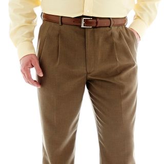Stafford Sharkskin Pleated Pants   Big and Tall, Brown, Mens