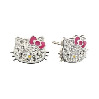 Girls Hello Kitty Crystal Stainless Steel Stud Earrings, Girls