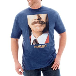 Anchorman Ron Face Graphic Tee Big and Tall, Navy Heather, Mens