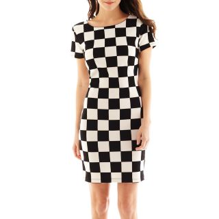 Bisou Bisou Checked Scoopneck Dress, Ivr/blk/bk