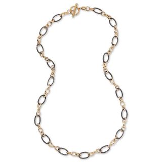 LIZ CLAIBORNE Gold Tone & Hematite Long Link Necklace