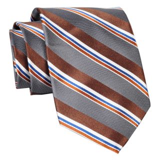 Stafford Country Stripe Silk Tie, Brown, Mens
