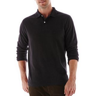 St. Johns Bay Sueded Polo Shirt, Black, Mens