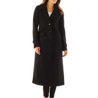 Worthington Wool Blend Classic Long Tailored Coat   Talls, Black, Womens