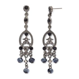 Crystal & Bead Chandelier Earrings, Black