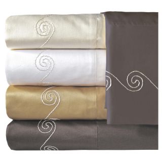 American Heritage 800tc Egyptian Cotton Sateen Embroidered Sheet Set, Espresso