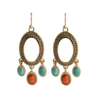 Art Smith by BARSE Turquoise & Coral Oval Earrings, Womens