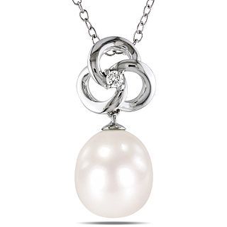 ONLINE ONLY   Pearl Pendant, Diamond Accent Cultured Freshwater, White, Womens