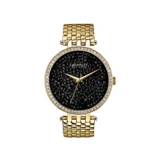 Caravelle New York Womens Black Round Dial & Gold Tone Bracelet Watch