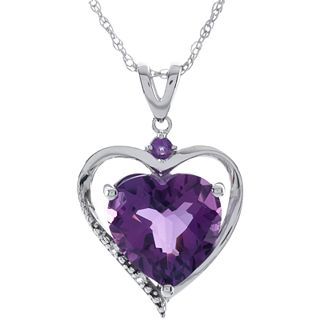 Lab Created Amethyst & White Sapphire Heart Pendant Sterling Silver, Womens