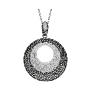 Marcasite & Crystal Oval Pendant, Womens
