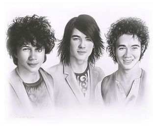 Jonas Brothers Charcoal Print