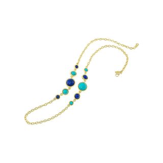KJL by KENNETH JAY LANE Gold Tone Aqua & Blue Stone Necklace, Womens