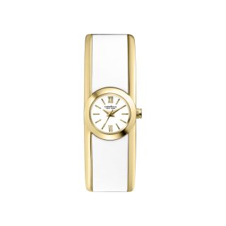 Caravelle New York Womens White Bangle Bracelet Watch