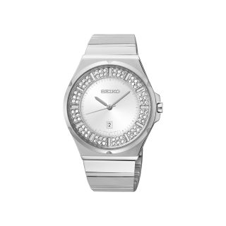 Seiko Matrix Womens Silver Tone Crystal Accent Watch