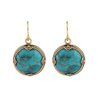 Art Smith by BARSE Turquoise Framed Round Earrings, Womens