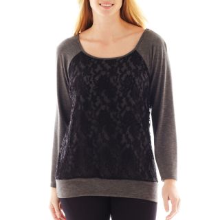 Alyx Long Sleeve Lace Front Top, Chrcl/blk Lace