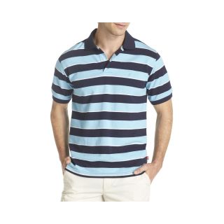 Izod Short Sleeve Rugby Polo, Blue, Mens