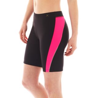 Xersion Colorblock Bike Shorts, Black/Pink, Womens