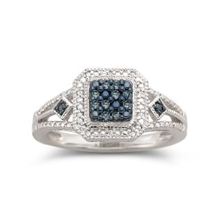 1/10 CT. T.W. White & Color Enhanced Blue Diamond Ring, Womens