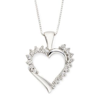 CT. T.W. Diamond Heart 10K White Gold Pendant, Womens