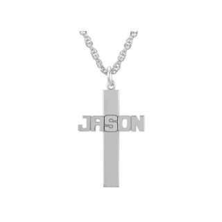 Personalized Cross Pendant Sterling Silver, White, Womens