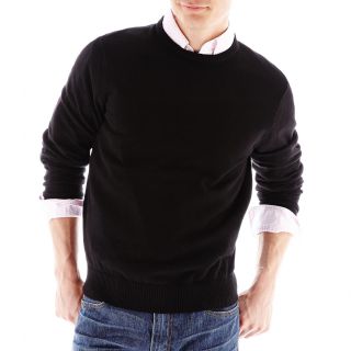 Cotton Crewneck Sweater, Black, Mens